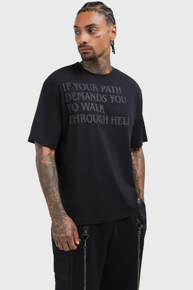 Killstar TShirts and Vests Men Walk Thru Hell Boxy TShirt