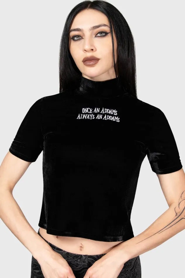 Killstar TShirts and Vests Women Allergic To Colour Velvet Top