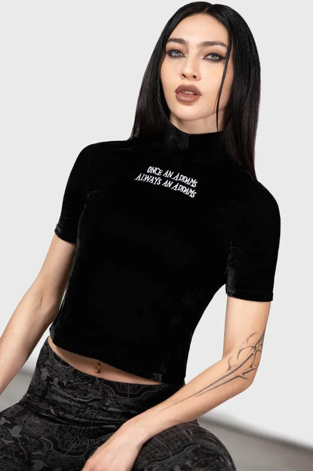 Killstar TShirts and Vests Women Allergic To Colour Velvet Top