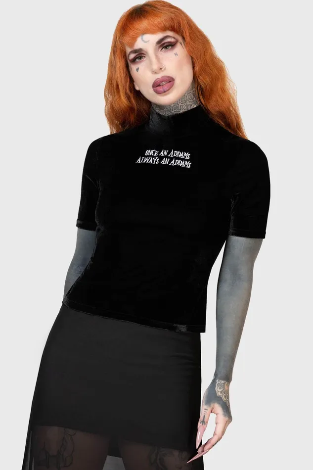 Killstar TShirts and Vests Women Allergic To Colour Velvet Top