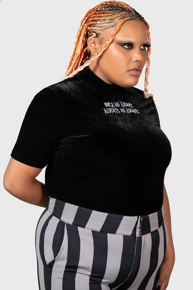 Killstar TShirts and Vests Women Allergic To Colour Velvet Top