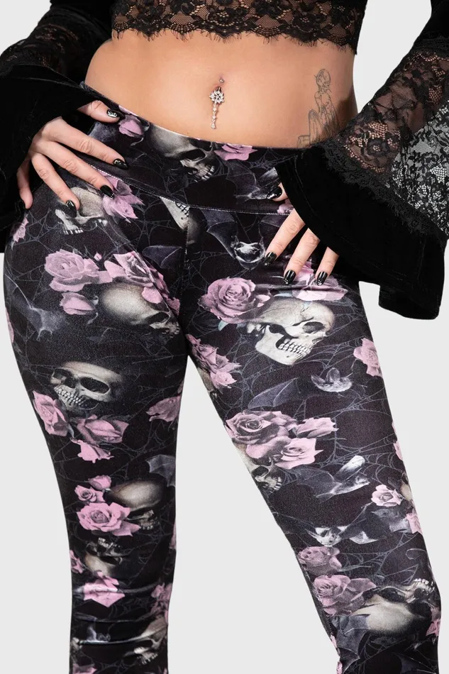Killstar Velvet Women Hematite Leggings BLACKPINK