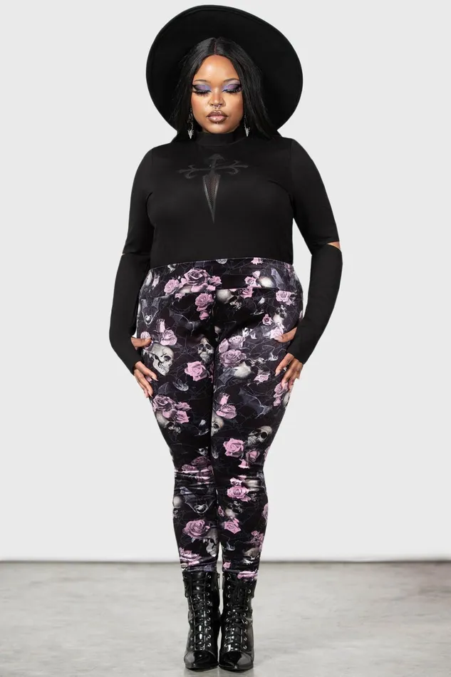 Killstar Velvet Women Hematite Leggings BLACKPINK
