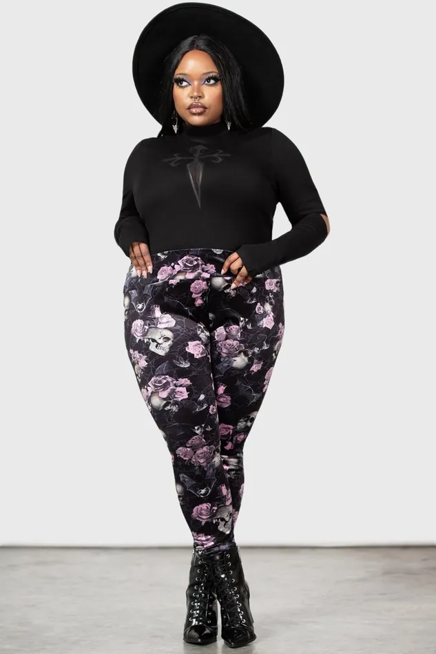Killstar Velvet Women Hematite Leggings BLACKPINK