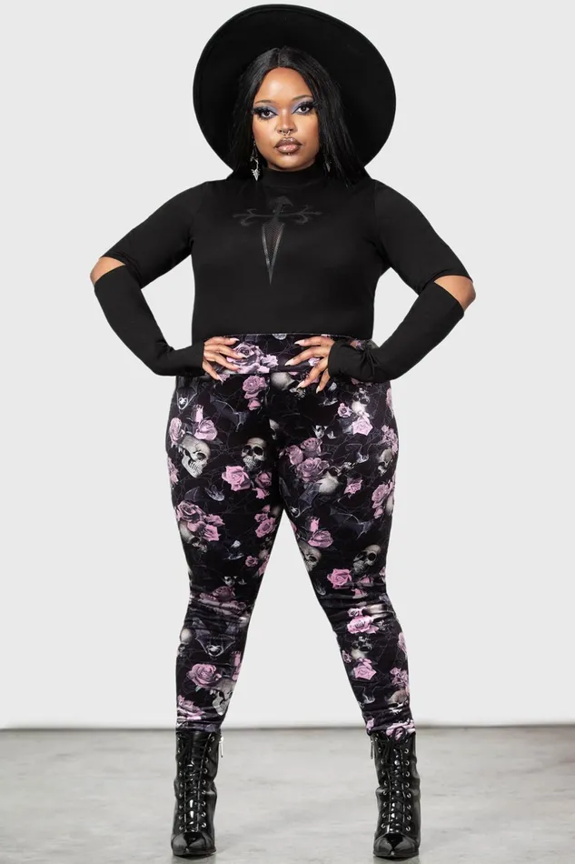 Killstar Velvet Women Hematite Leggings BLACKPINK