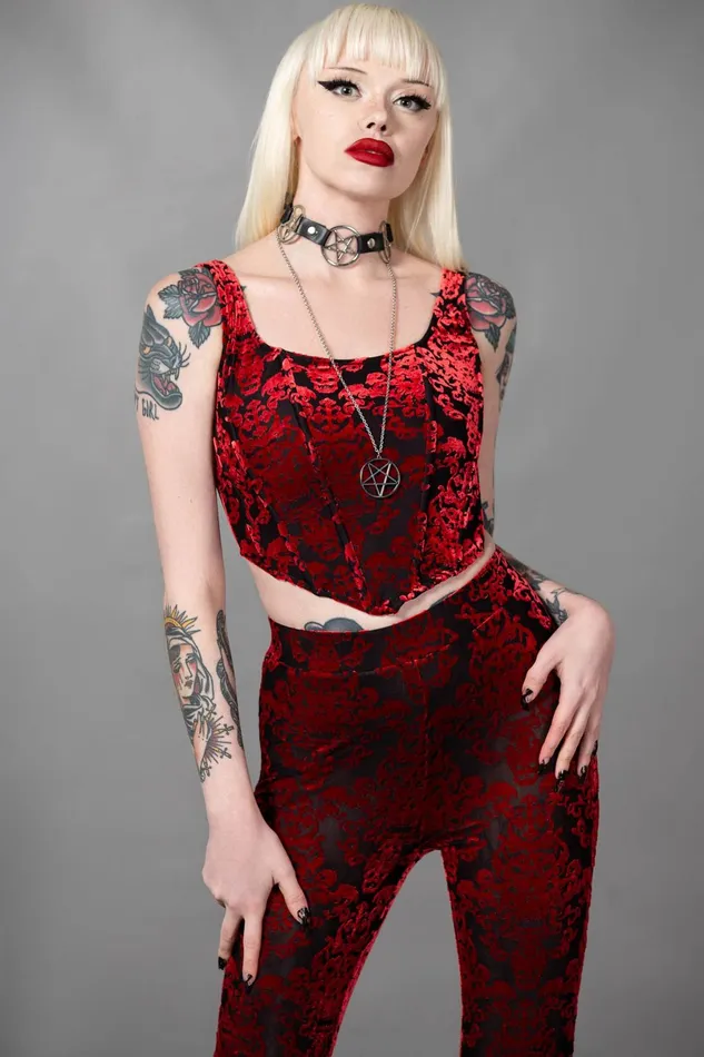 Killstar Velvet Women Snarl Corset Top