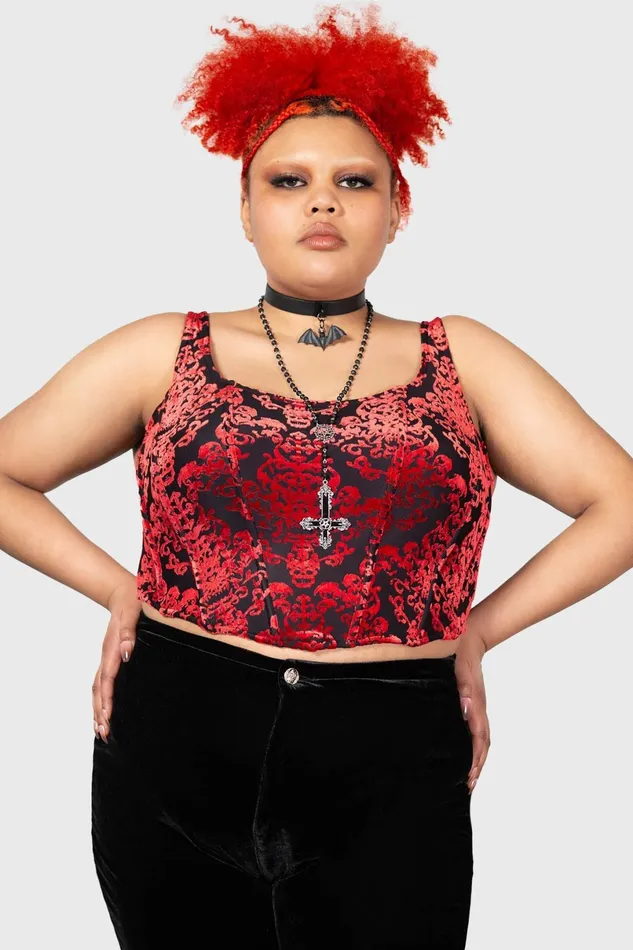 Killstar Velvet Women Snarl Corset Top