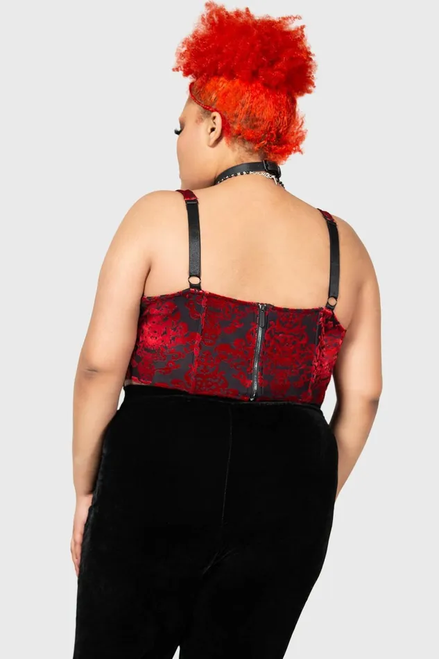 Killstar Velvet Women Snarl Corset Top