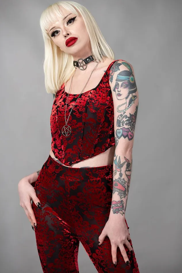 Killstar Velvet Women Snarl Corset Top