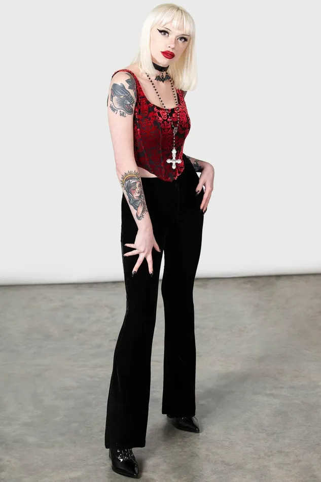 Killstar Velvet Women Snarl Corset Top