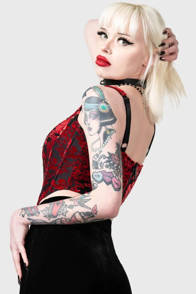 Killstar Velvet Women Snarl Corset Top