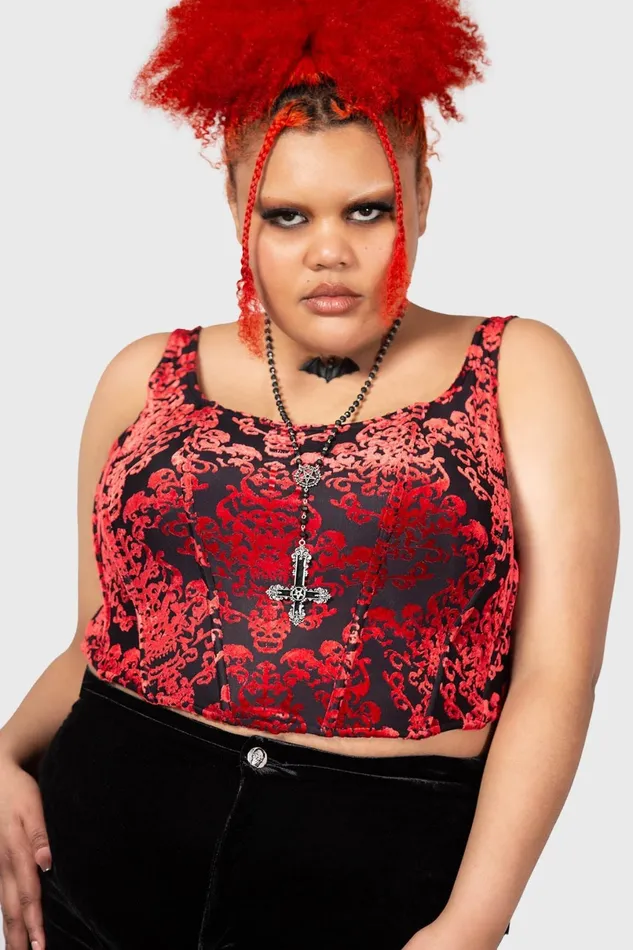 Killstar Velvet Women Snarl Corset Top