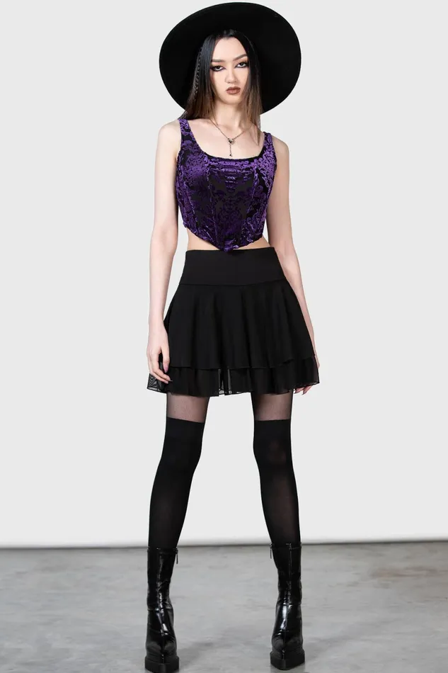 Killstar Velvet Women Snarl Corset Top PURPLE