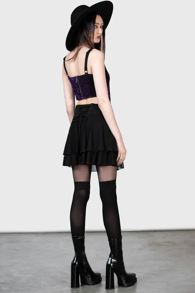 Killstar Velvet Women Snarl Corset Top PURPLE