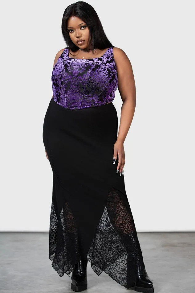 Killstar Velvet Women Snarl Corset Top PURPLE