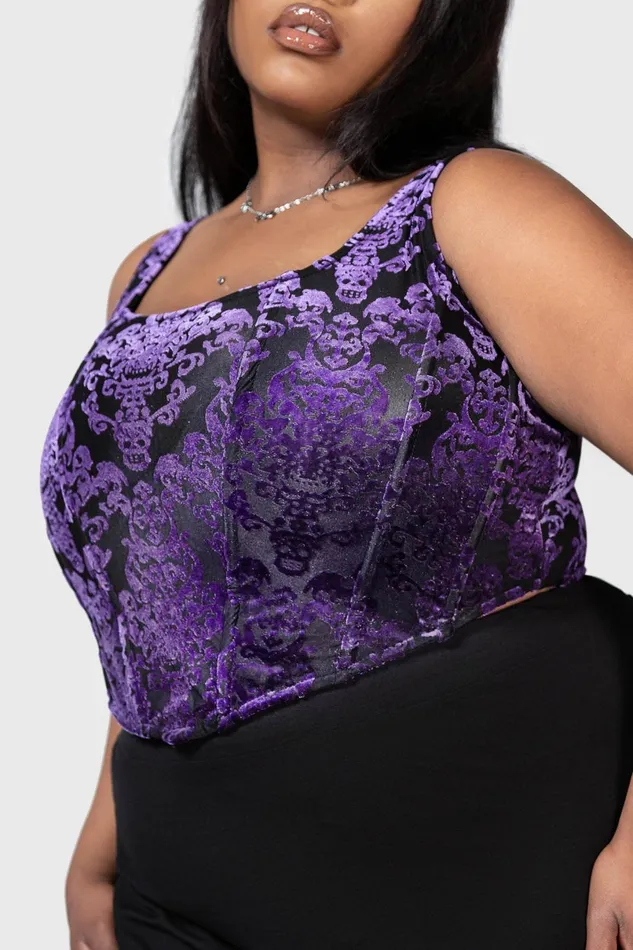 Killstar Velvet Women Snarl Corset Top PURPLE