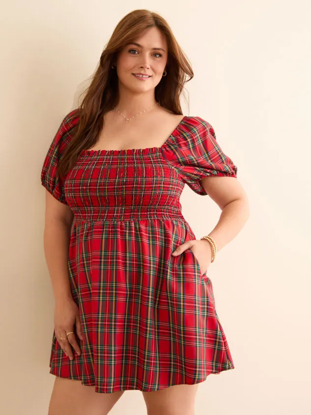 Kit Plaid Babydoll Mini Dress Red Women Altar039d State Dresses