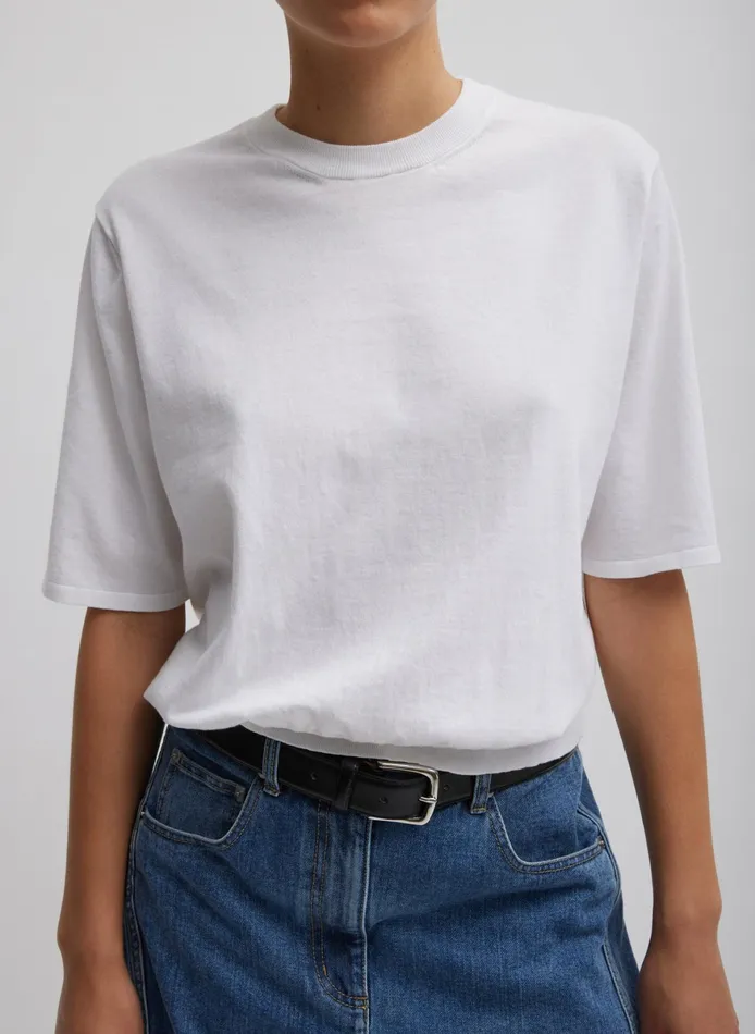 Knitwear and Sweatshirts Women Tibi Super Fine Gauge Perfect Short Sleeve Men039s Pullover
