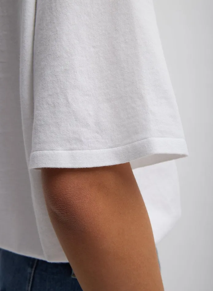 Knitwear and Sweatshirts Women Tibi Super Fine Gauge Perfect Short Sleeve Men039s Pullover