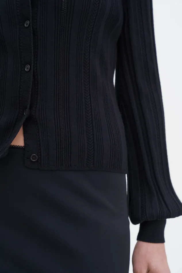 Knitwear Women Braid Knit Cardigan Black filippak Knitwear Women Braid Knit Cardigan Black filippak