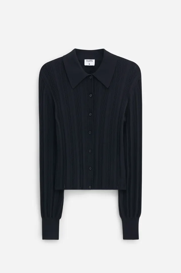Knitwear Women Braid Knit Cardigan Black filippak Knitwear Women Braid Knit Cardigan Black filippak