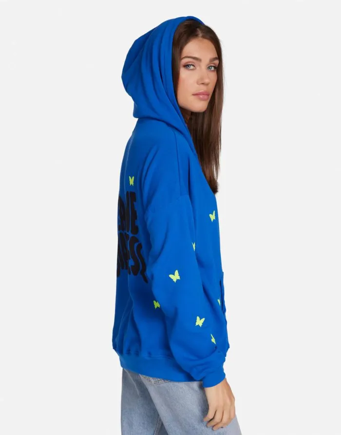 Koa Neon Peace Love Butterflies Vibrant Blue Women Lauren Moshi Hoodies