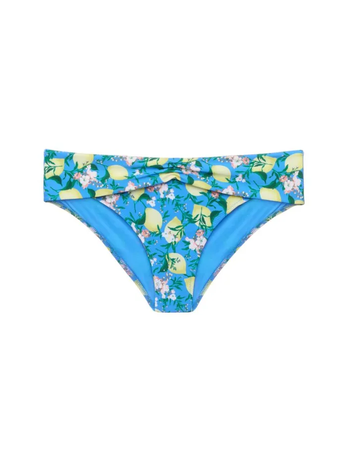 La Perla Blue Printed Bikini Brief With Draped Waist Women Bikinis