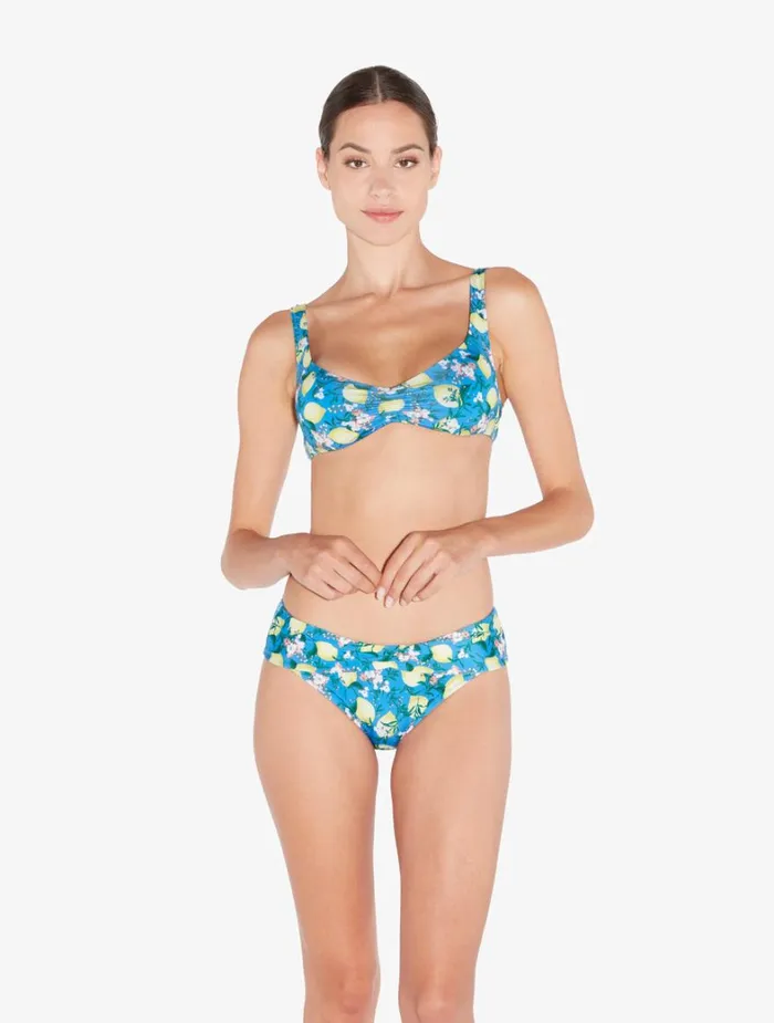 La Perla Blue Printed Bikini Brief With Draped Waist Women Bikinis
