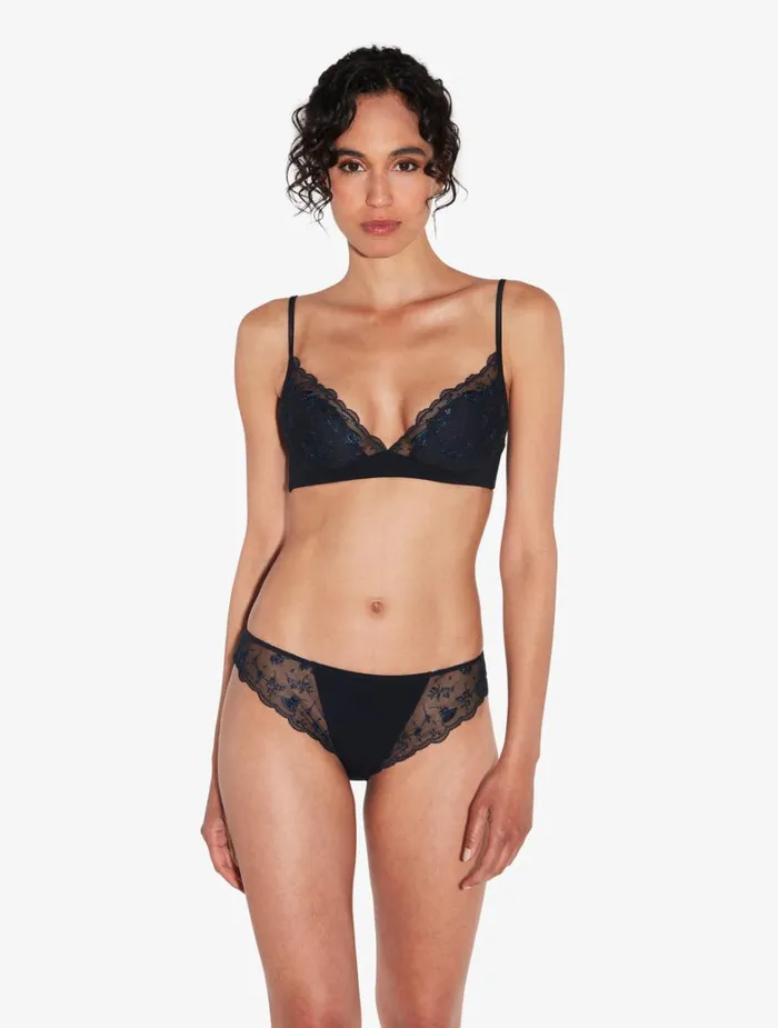La Perla Bralette In Onyx With Embroidered Tulle Women Bralette