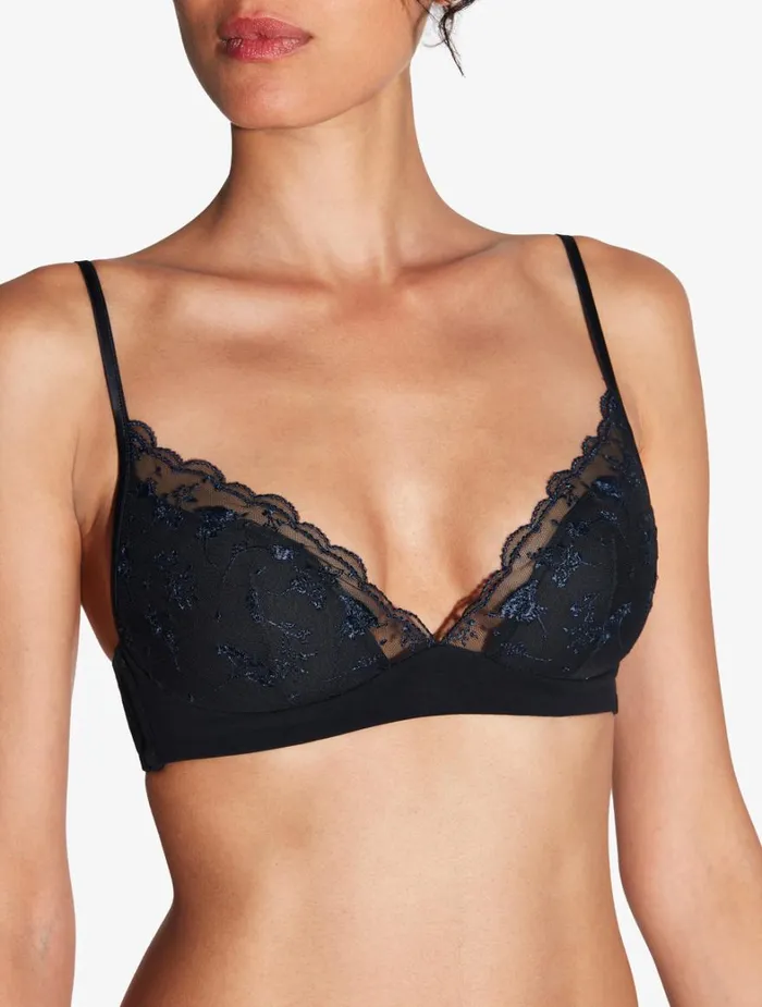 La Perla Bralette In Onyx With Embroidered Tulle Women Bralette