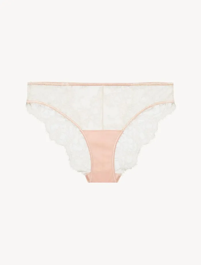 La Perla Brief In Linen And Nude Rose With Leavers Lace Women Brazilian