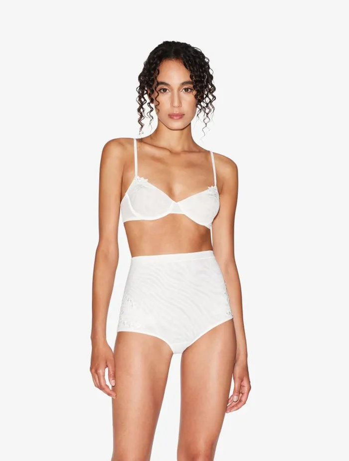La Perla Highwaisted Briefs In Offwhite Stretch Tulle Women Highwaist