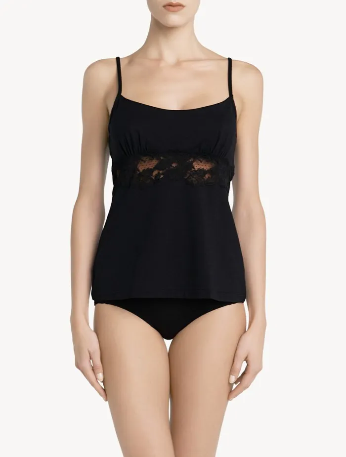 La Perla Luxury Cotton Camisole In Black Women Camisoles