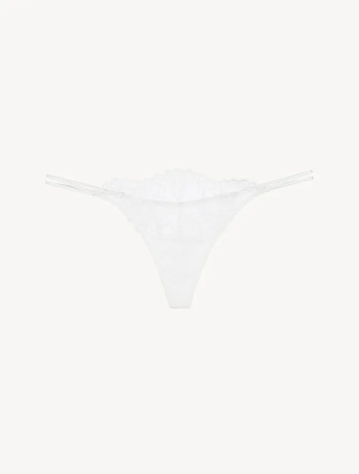 La Perla Luxury Leavers Lace Thong In White Women G String and Thong