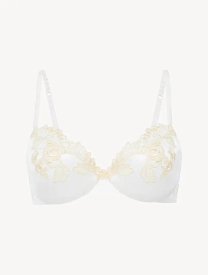 La Perla Luxury Silk Underwired Bra In White With Frastaglio Women Underwired