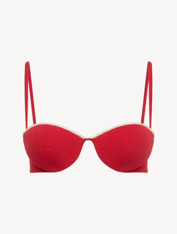 La Perla Monogram Bandeau Bikini Top In Red Women Bikinis