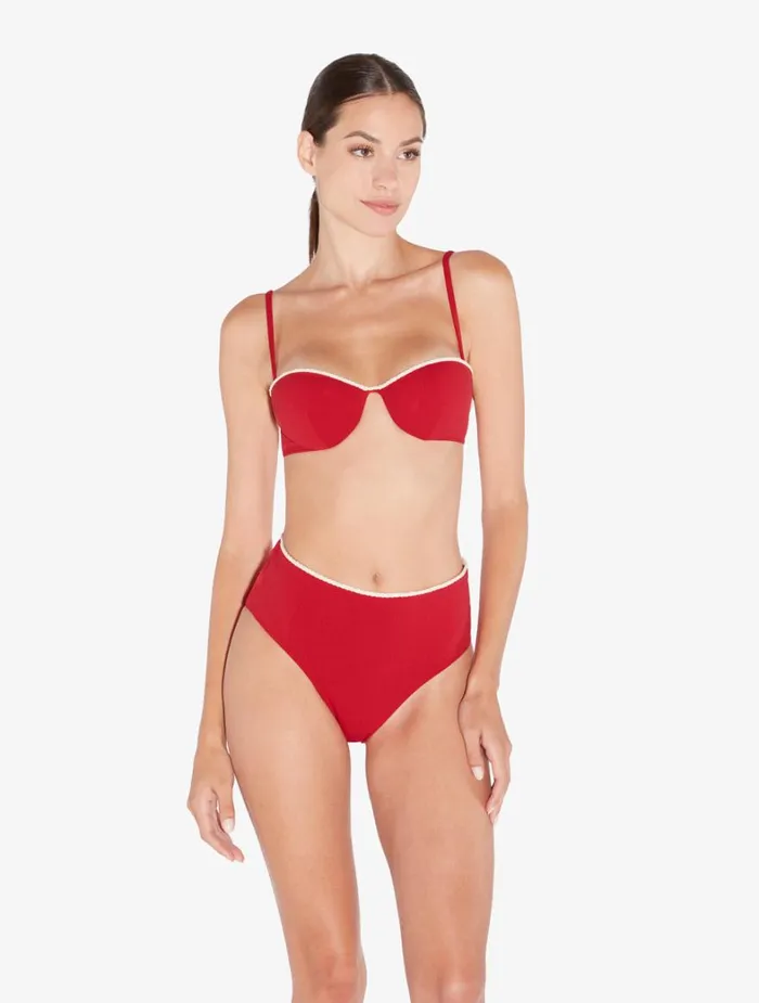 La Perla Monogram Bandeau Bikini Top In Red Women Bikinis