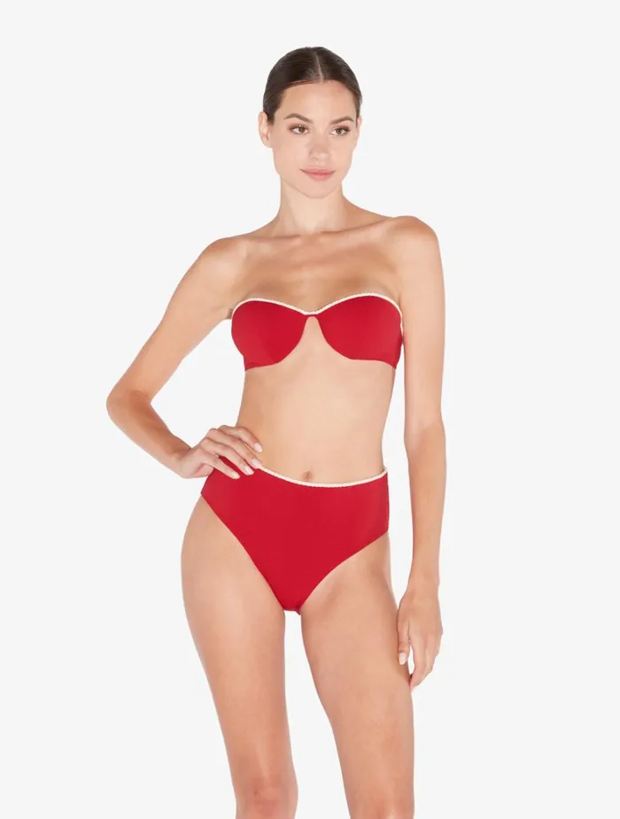 La Perla Monogram Bandeau Bikini Top In Red Women Bikinis