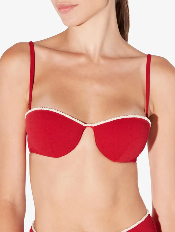 La Perla Monogram Bandeau Bikini Top In Red Women Bikinis