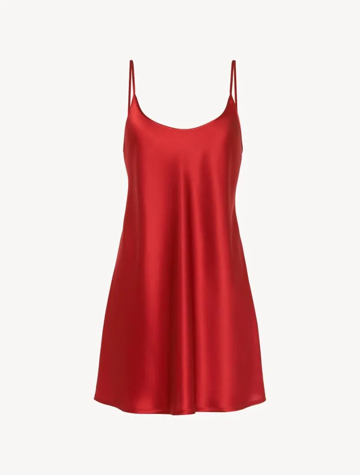 La Perla Silk Slip Dress In Garnet Women Slips and Dresses