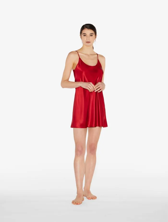 La Perla Silk Slip Dress In Garnet Women Slips and Dresses