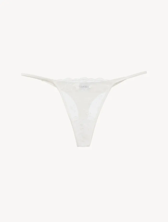 La Perla Thong In Lys With Embroidered Tulle Women G String and Thong