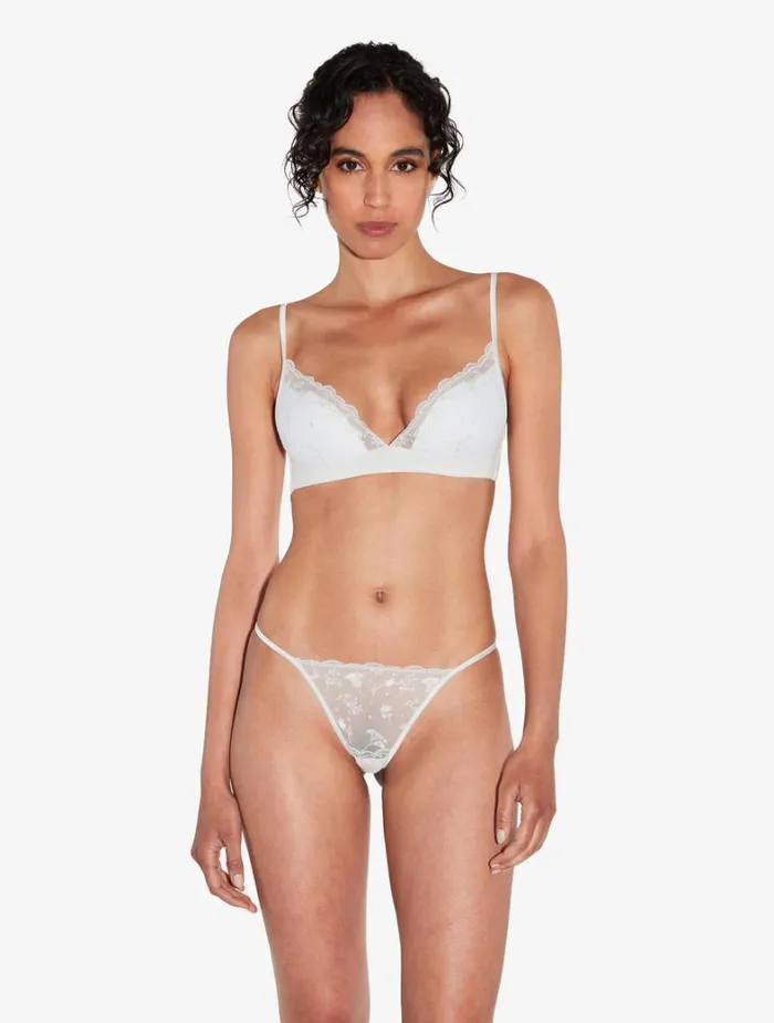 La Perla Thong In Lys With Embroidered Tulle Women G String and Thong