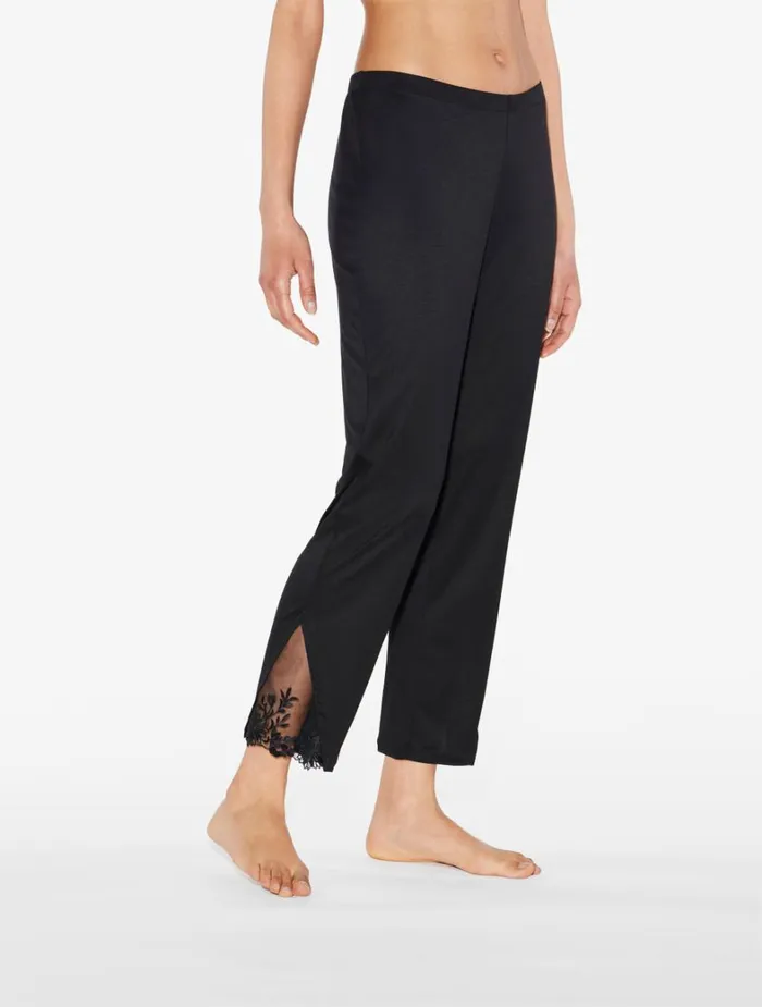 La Perla Trousers In Black Modal With Embroidered Tulle Women Pajamas