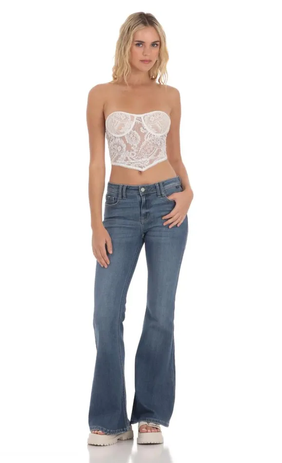 Lace Bandana Top White Women LUCY IN THE SKY Tops Lace Bandana Top White Women LUCY IN THE SKY Tops