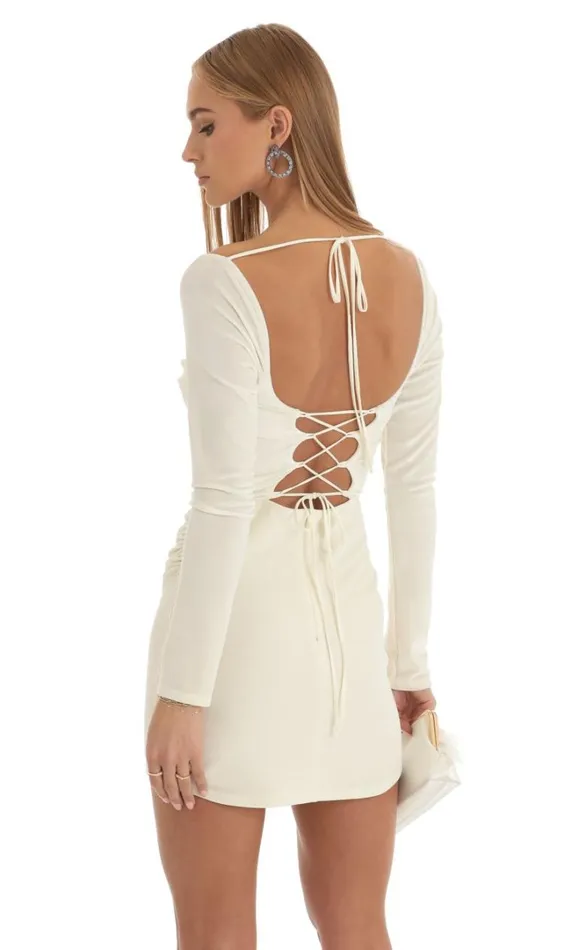 Lace Bust Satin Dress Cream Women LUCY IN THE SKY Mini Dresses Lace Bust Satin Dress Cream Women LUCY IN THE SKY Mini Dresses