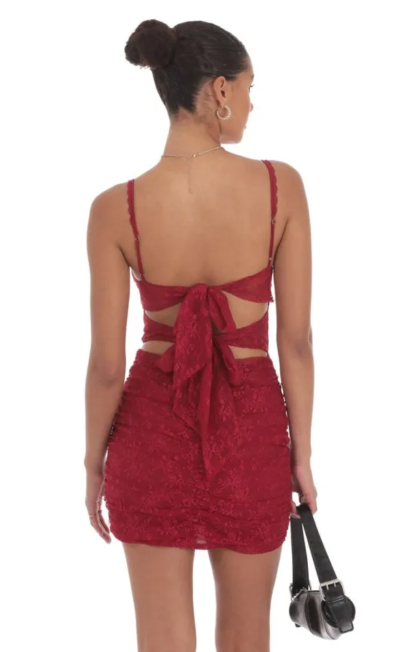 Lace Cutout Bodycon Dress Maroon Women LUCY IN THE SKY Mini Dresses Lace Cutout Bodycon Dress Maroon Women LUCY IN THE SKY Mini Dresses