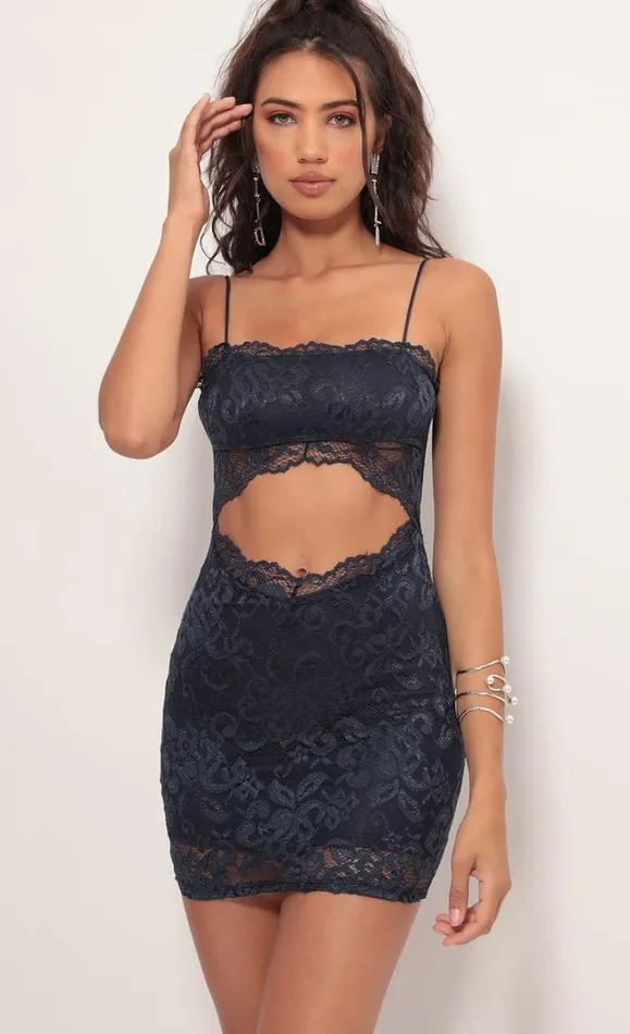 Lace Edge Dress Navy Women LUCY IN THE SKY Mini Dresses Lace Edge Dress Navy Women LUCY IN THE SKY Mini Dresses