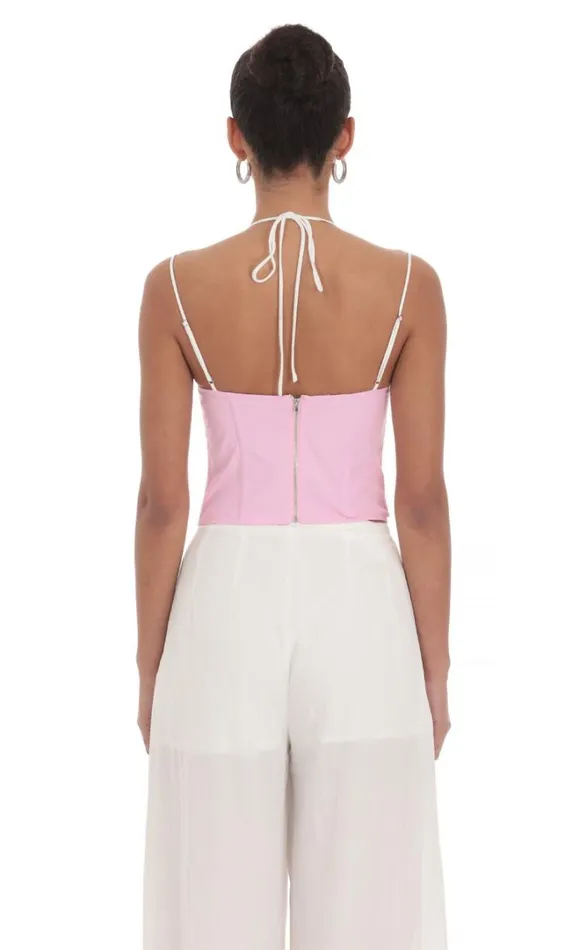 Lace Halter Top Pink Women LUCY IN THE SKY Tops Lace Halter Top Pink Women LUCY IN THE SKY Tops