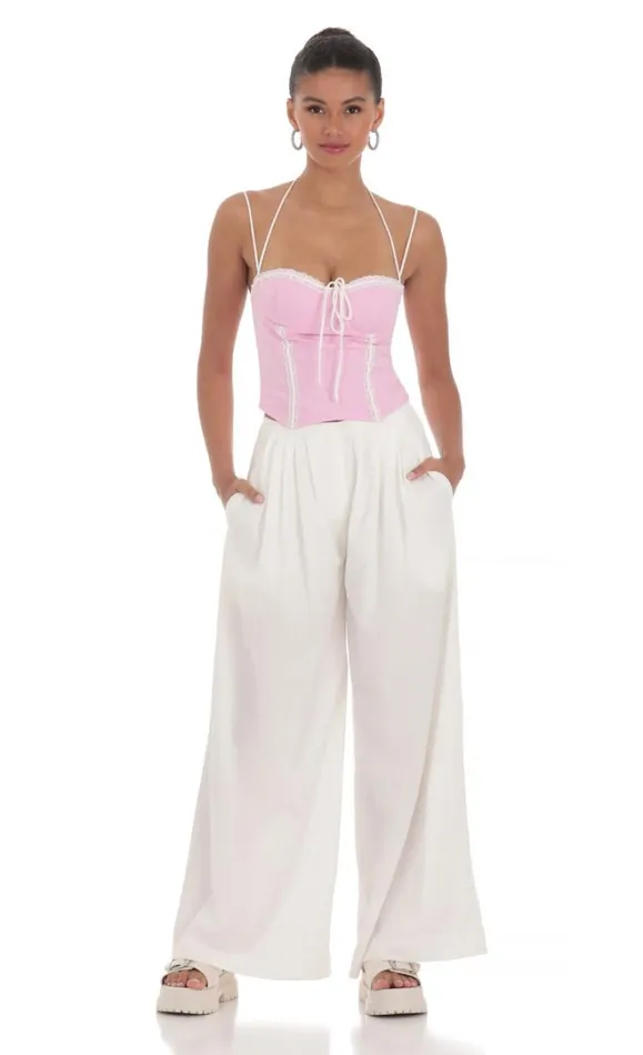 Lace Halter Top Pink Women LUCY IN THE SKY Tops Lace Halter Top Pink Women LUCY IN THE SKY Tops
